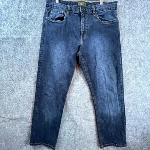 Urban Star Jeans Men 38 Blue Denim Cotton Straight Leg Stretch Pocket Zip‎ Fly